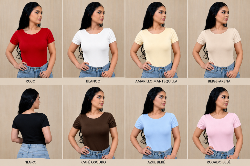 Body cuello redondo manga corta
