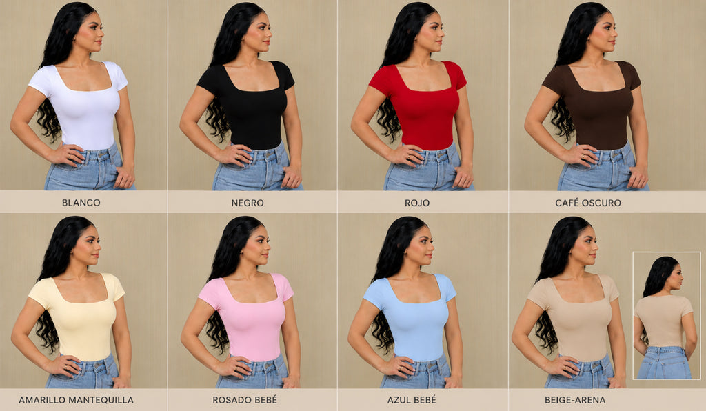 Body cuello cuadrado manga corta espalda cubierta