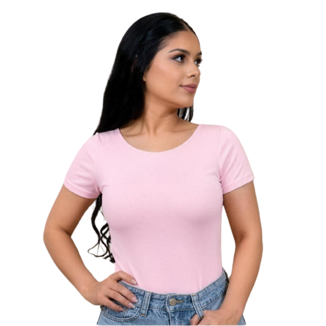 Round neck short sleeve bodysuit
