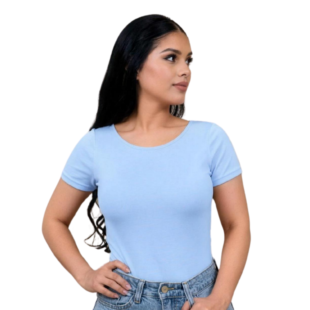 Round neck short sleeve bodysuit