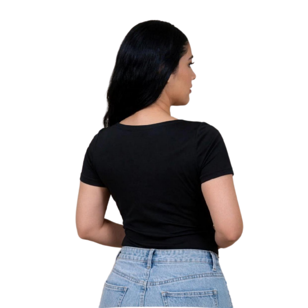 Round neck short sleeve bodysuit