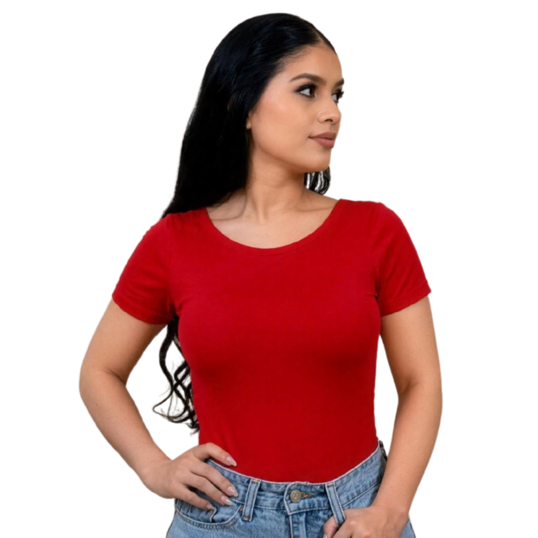 Round neck short sleeve bodysuit
