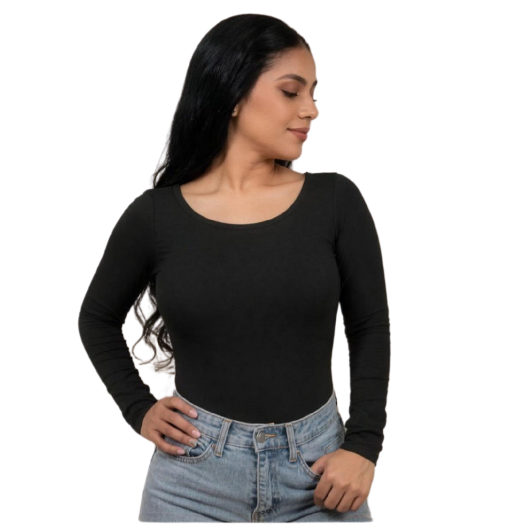 Long-sleeved open back bodysuit