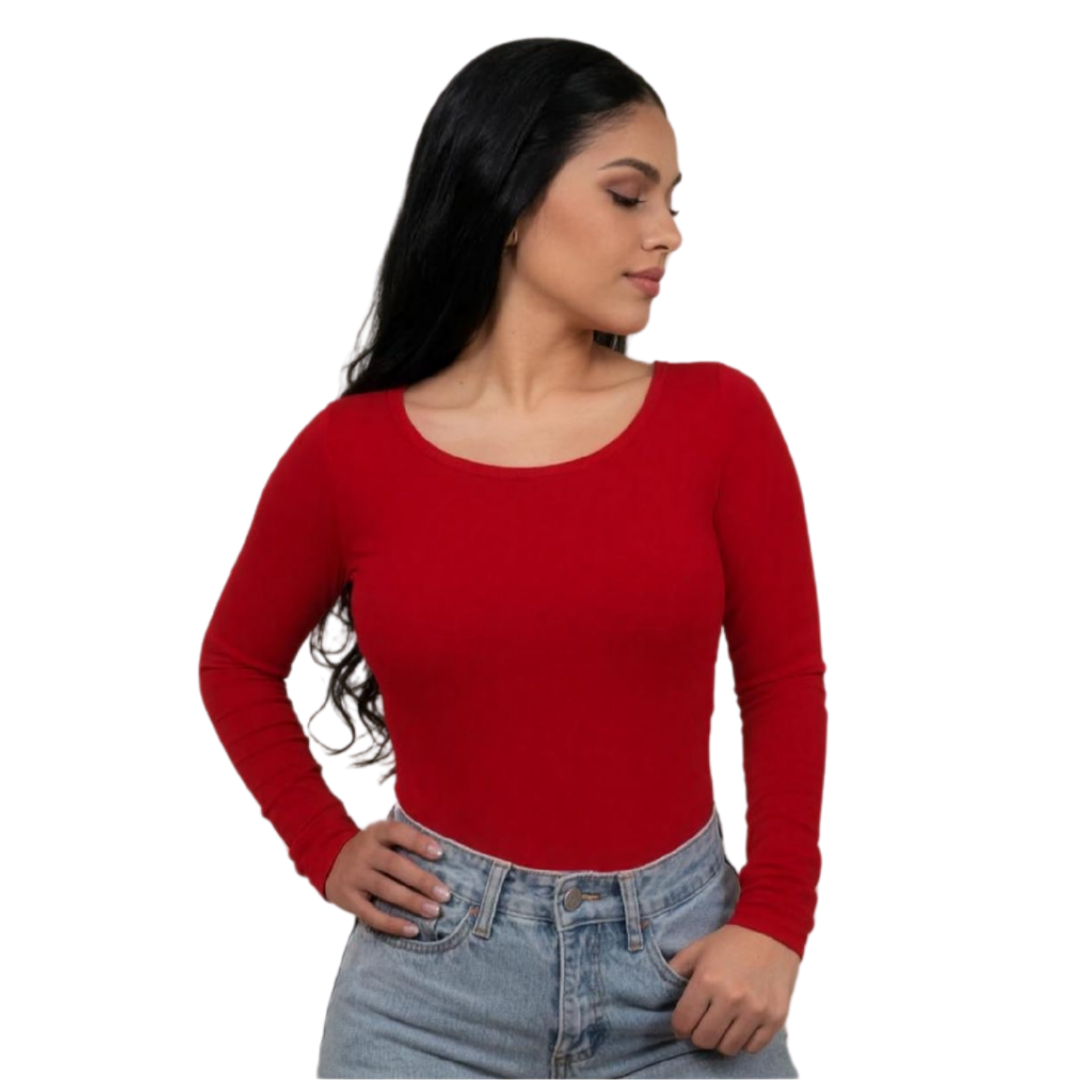 Long-sleeved open back bodysuit