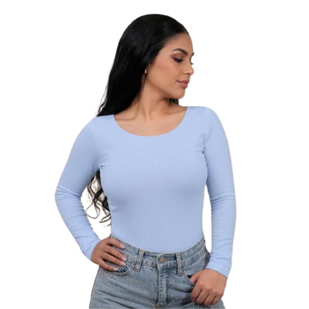 Long-sleeved open back bodysuit