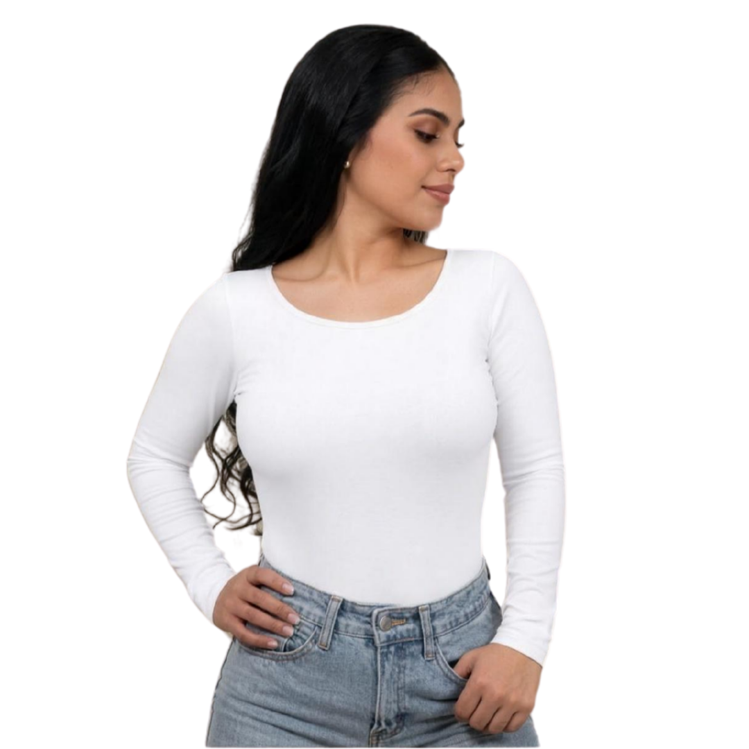 Long-sleeved open back bodysuit