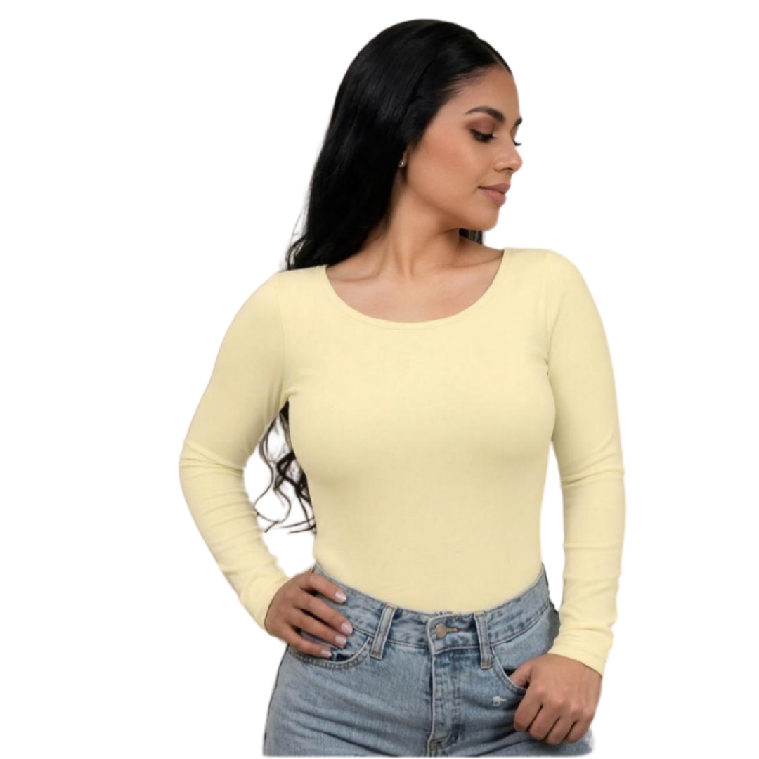 Long-sleeved open back bodysuit