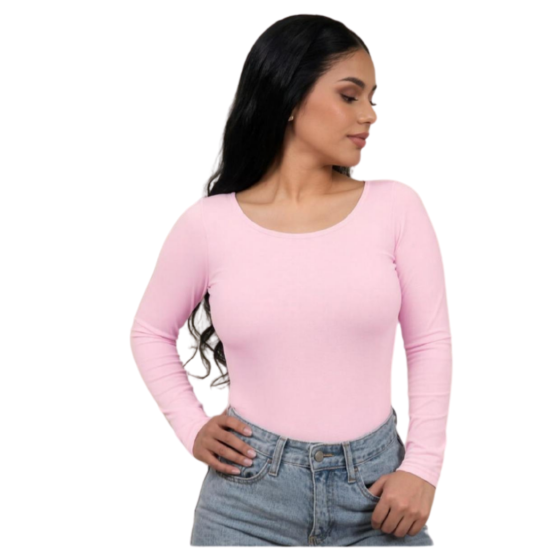 Long-sleeved open back bodysuit