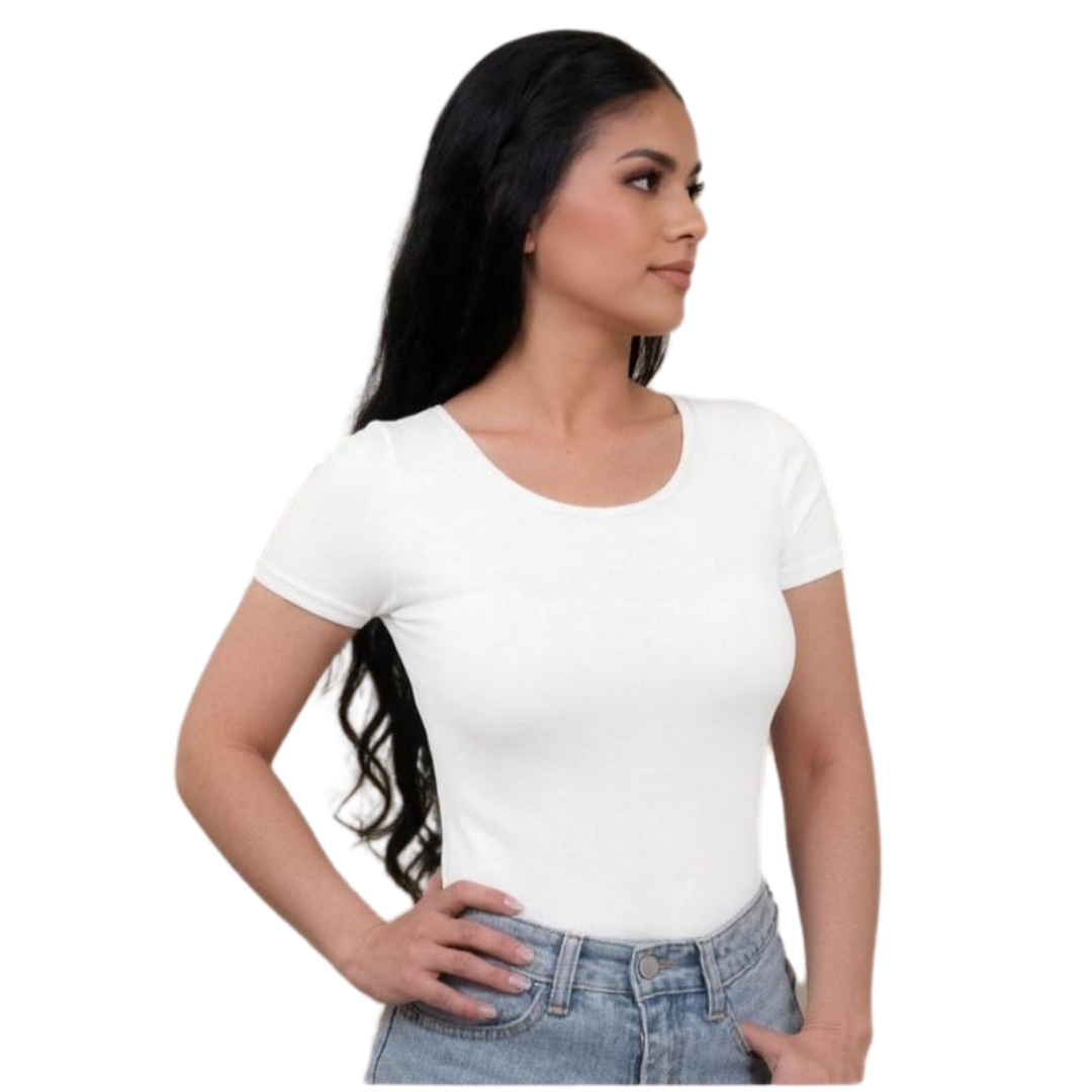 Backless short-sleeve bodysuit