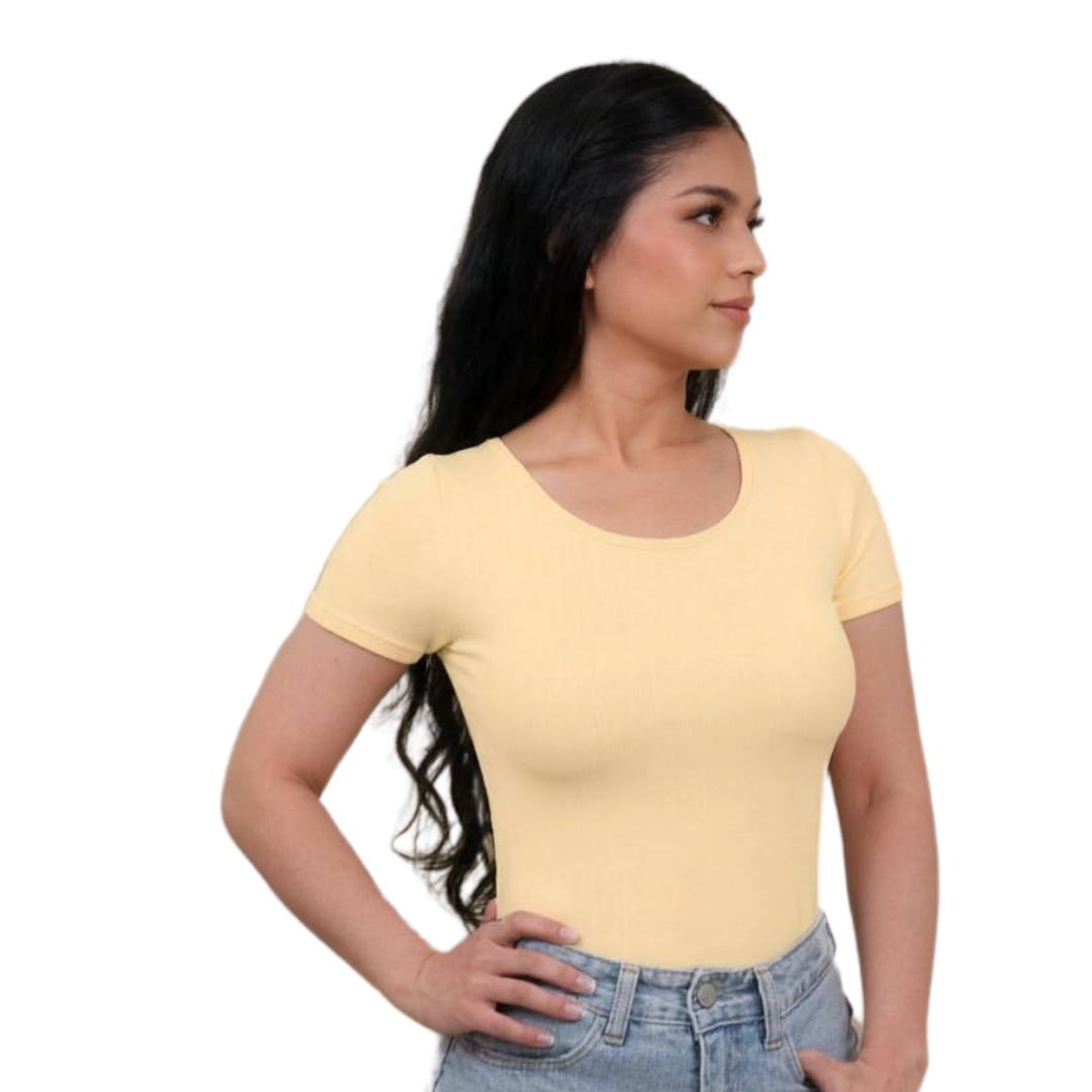 Backless short-sleeve bodysuit