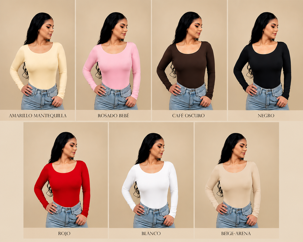 Body Manga Larga Cuello Redondo