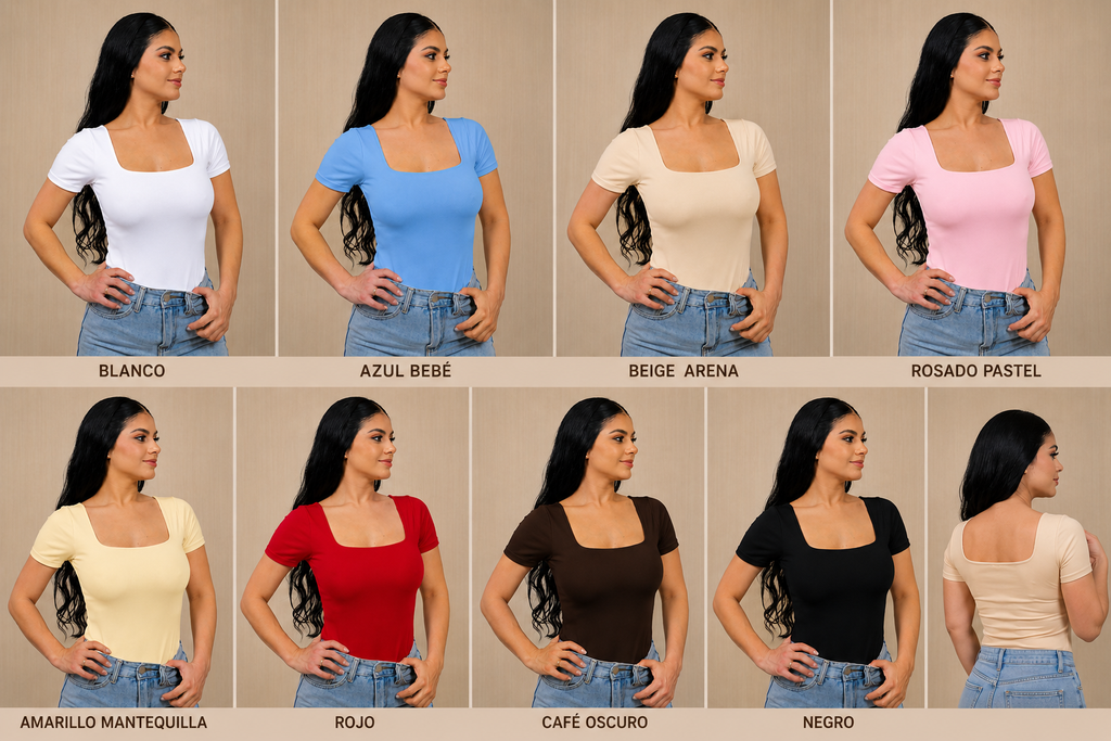 Body cuello cuadrado manga corta