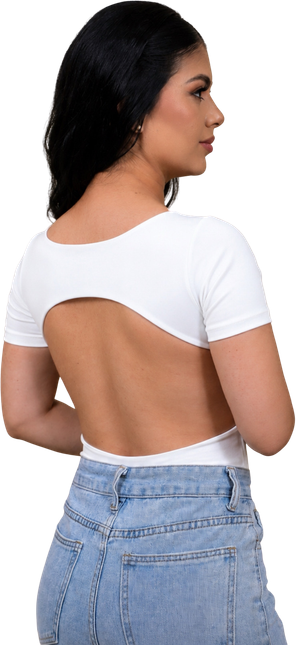 Backless short-sleeve bodysuit