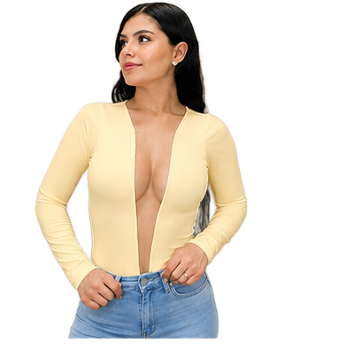 Body manga larga maya piel color Amarillo – VIJG Fashion