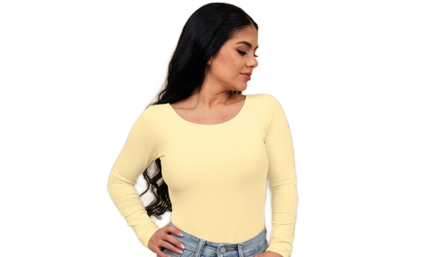 Body manga larga cuello redondo color Amarillo – VIJG Fashion