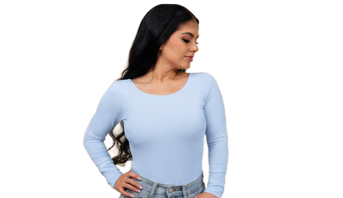 Body manga larga cuello redondo color Azul – VIJG Fashion