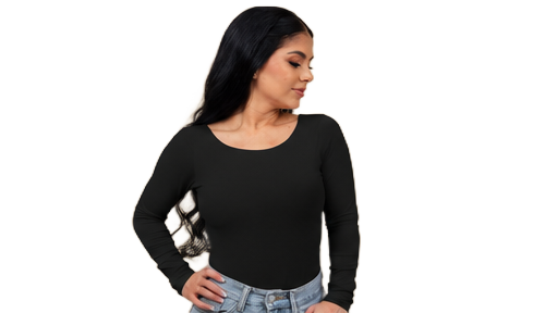 Body manga larga cuello redondo color Negro – VIJG Fashion